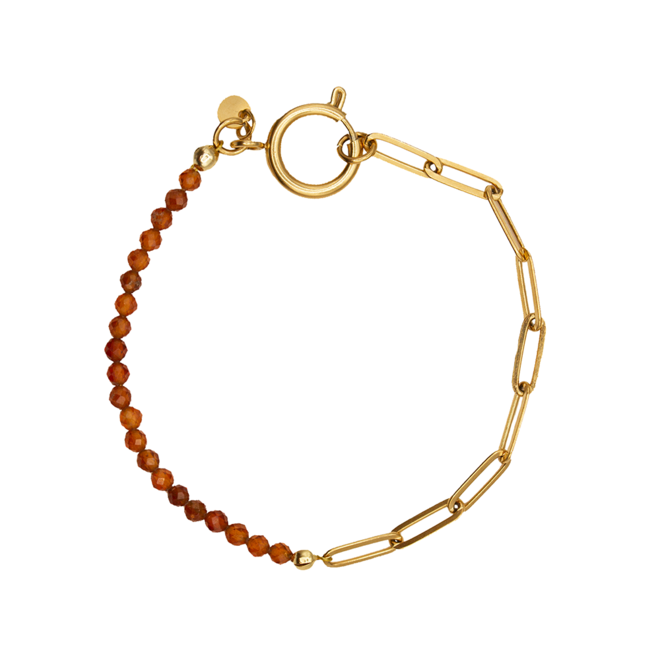 Armband chain big oranje granaat goud