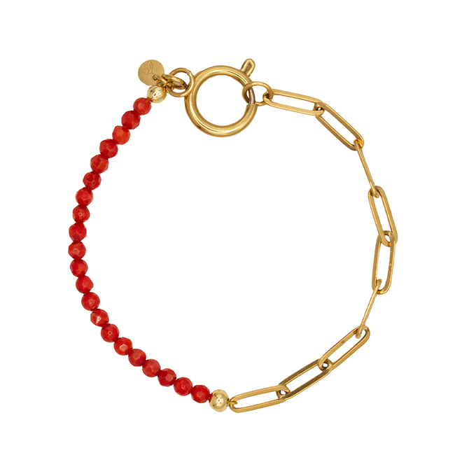 Armband chain big rode koraal goud