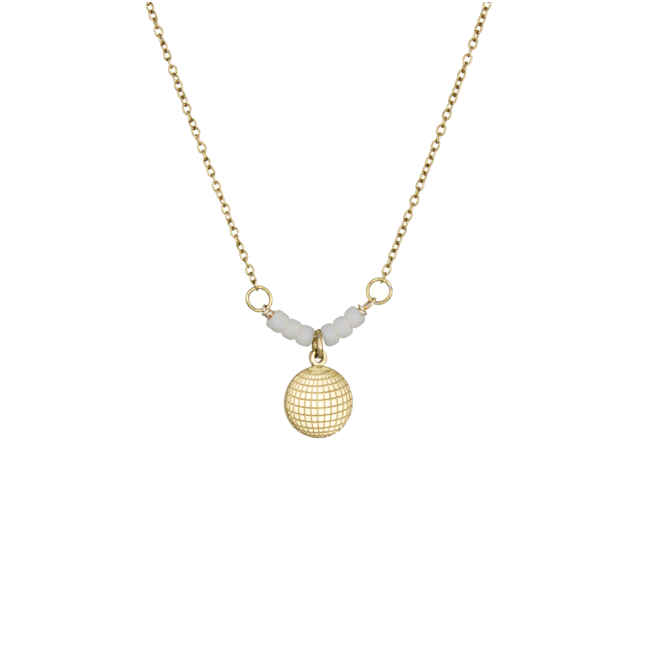 Ketting globe miyuki beige goud