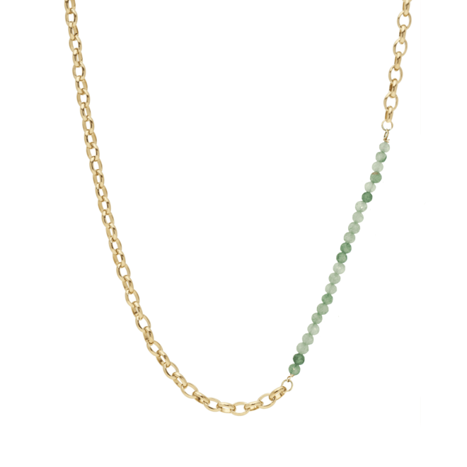 Ketting oval small groene aventurijn goud