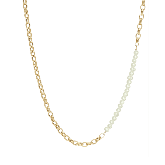 Ketting oval small parel goud
