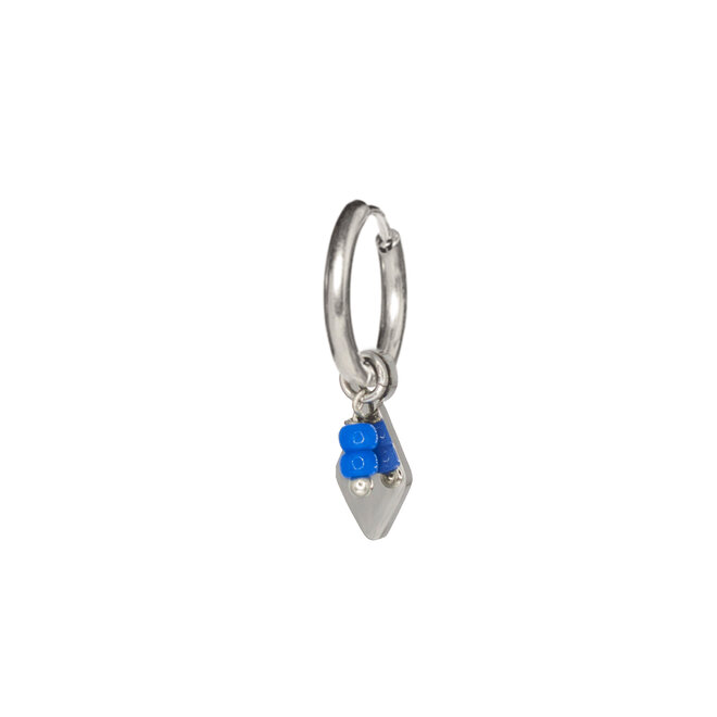 Oorring ruby miyuki blauw zilver