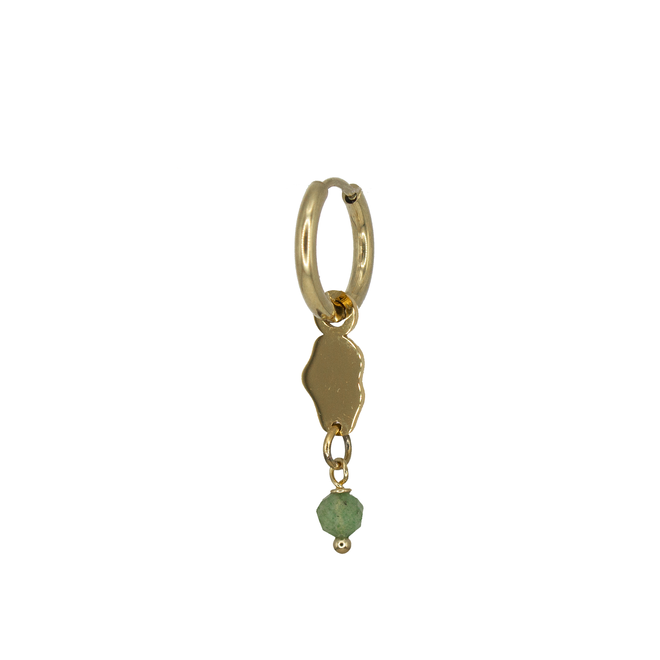 Oorring organic ornament groene aventurijn goud