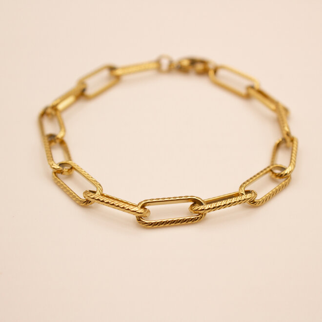 Armband chain big striped goud