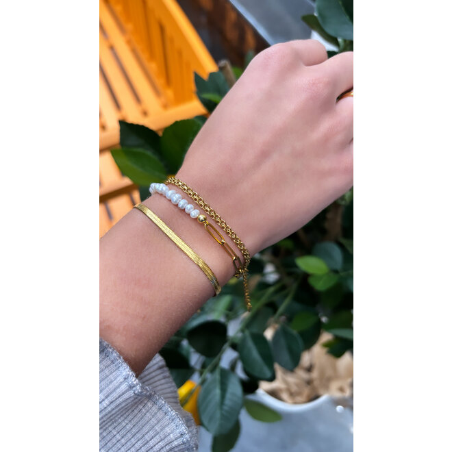 Armband chain big parel goud