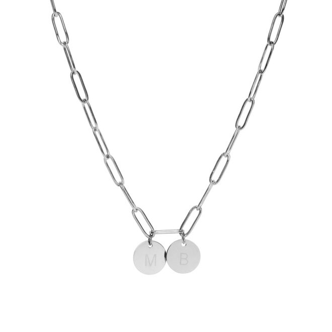Gepersonaliseerde initialen ketting zilver | 2 bedels