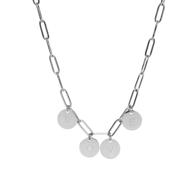 Gepersonaliseerde initialen ketting zilver | 4 bedels