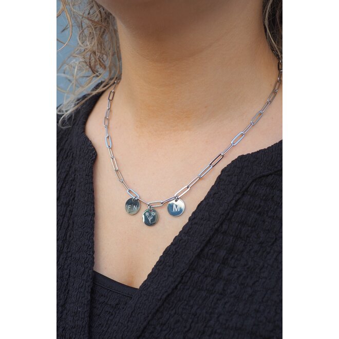 Gepersonaliseerde initialen ketting zilver | 4 bedels