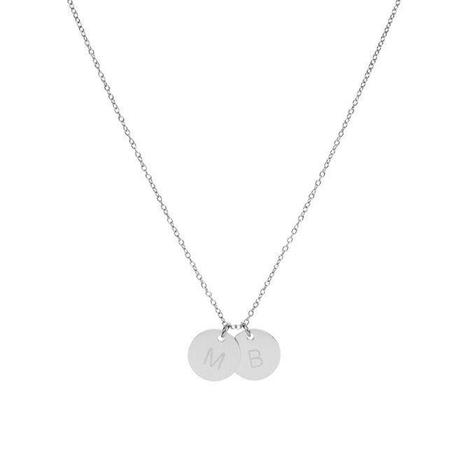 Gepersonaliseerde initialen ketting small zilver | 2 bedels
