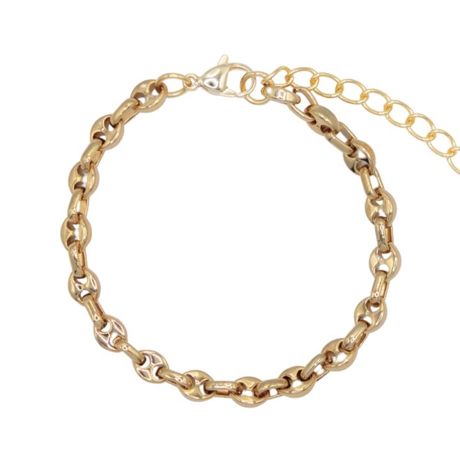 Armband chain coffee bean goud