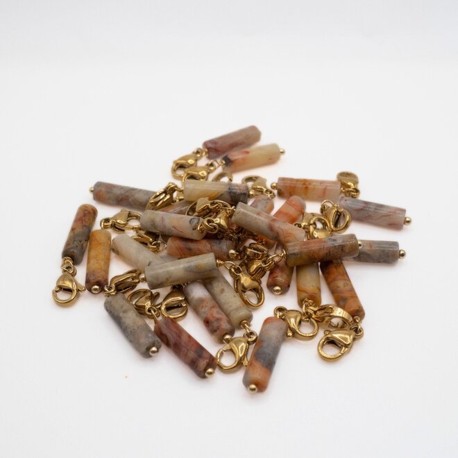 Charm tube crazy lace agaat goud
