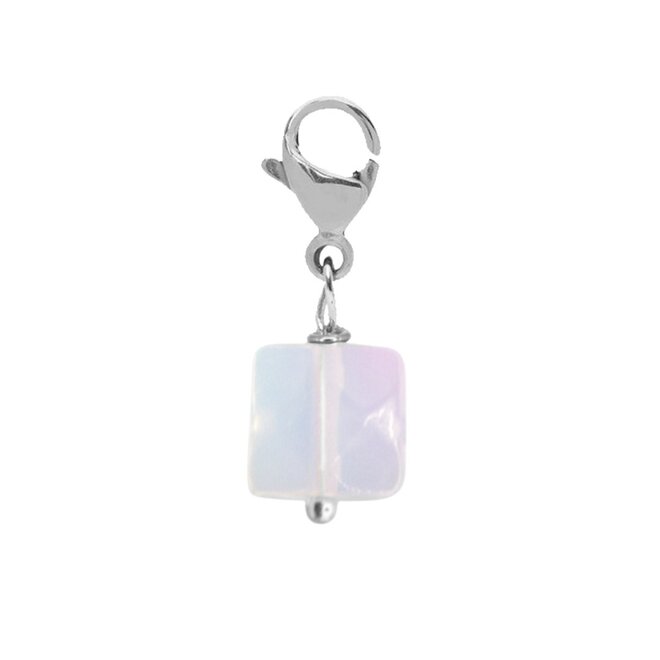 Charm opaliet vierkant zilver