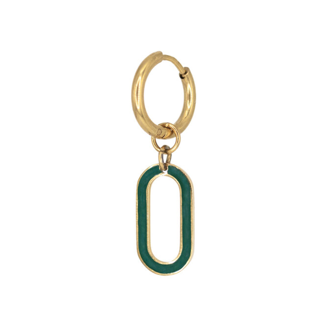 Oorring open oval groen goud