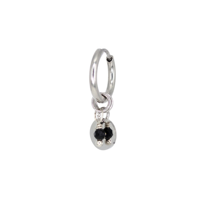 Oorring coin onyx zilver