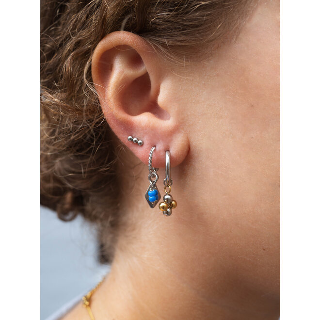 Oorringen twisted ruby miyuki blauw zilver