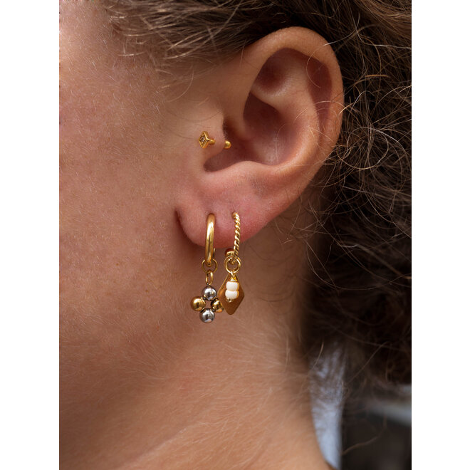 Oorring dots duotone goud