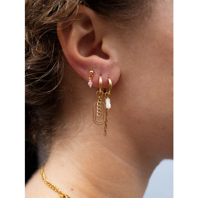 Oorknopjes roze rhodochrosiet goud