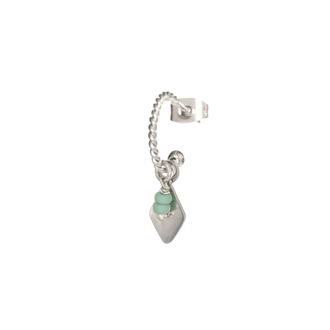 Oorring twisted ruby miyuki groen zilver