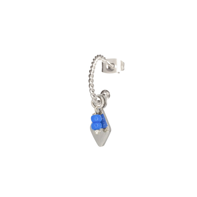 Oorring twisted ruby miyuki blauw zilver
