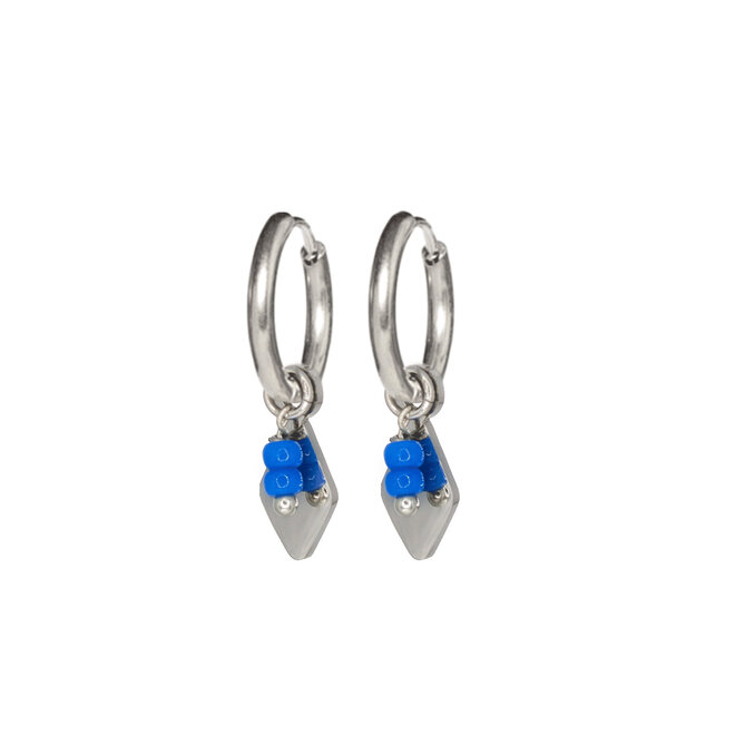 Oorringen ruby miyuki blauw zilver