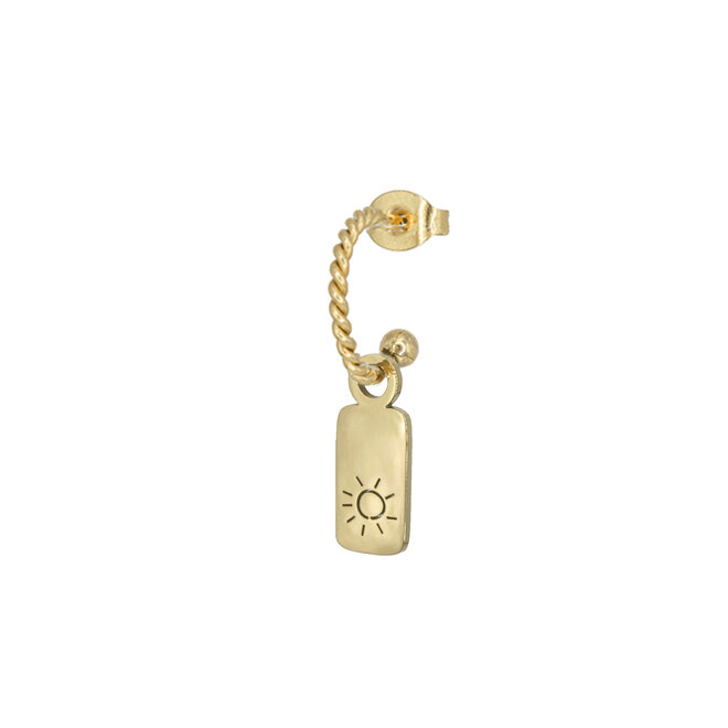 Oorring twisted rechthoek sun goud