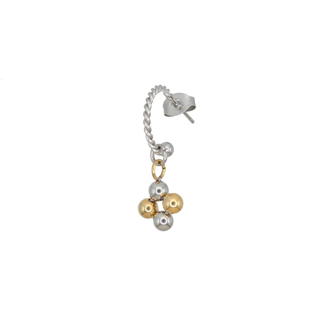Oorring twisted dots duotone zilver