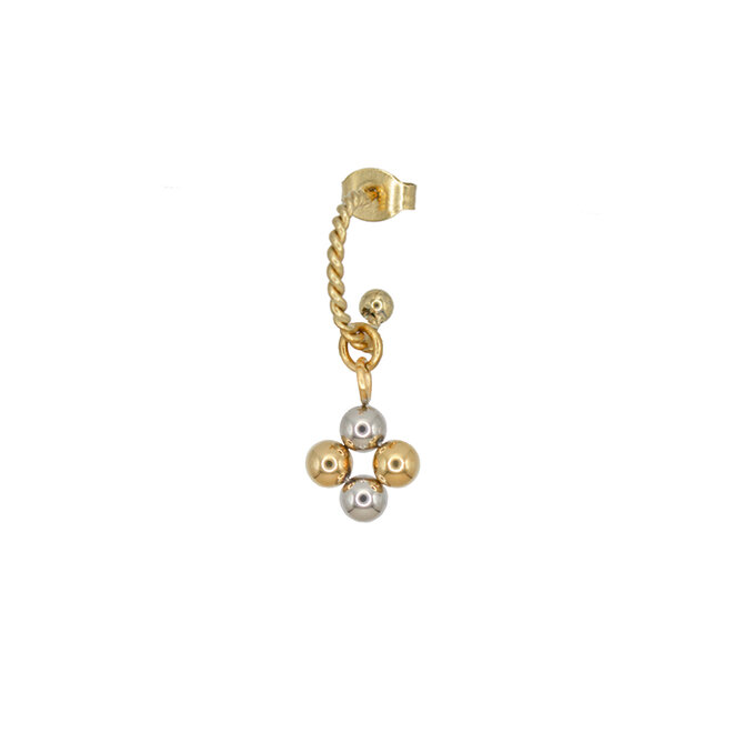 Oorring twisted dots duotone goud