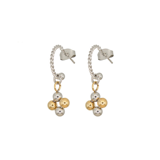 Oorringen twisted dots duotone zilver