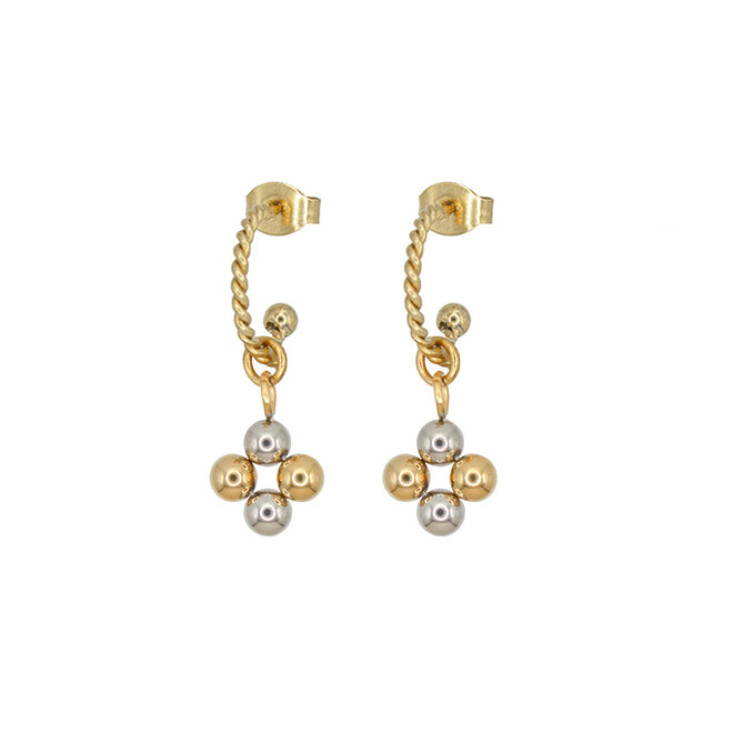 Oorringen twisted dots duotone goud