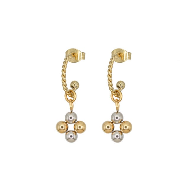 Oorringen twisted dots duotone goud