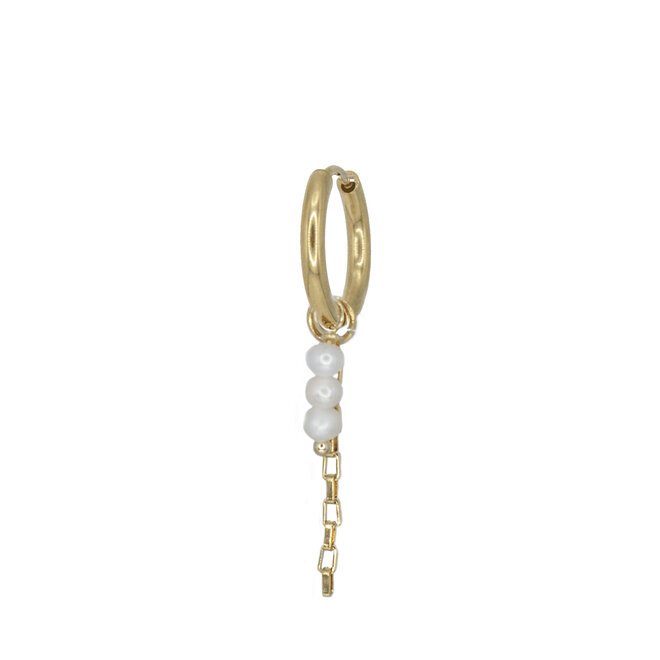 Oorring square chain parel goud
