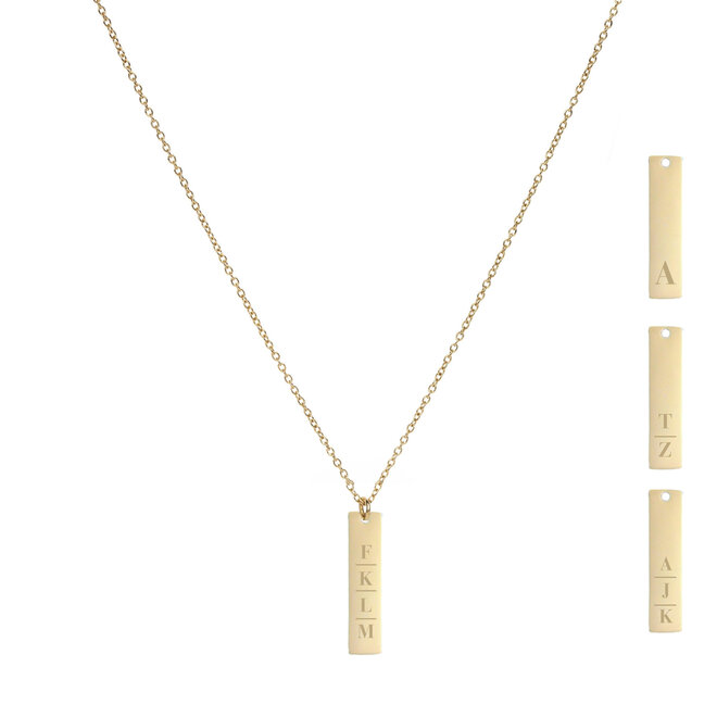 Gepersonaliseerde initialen ketting bar small goud