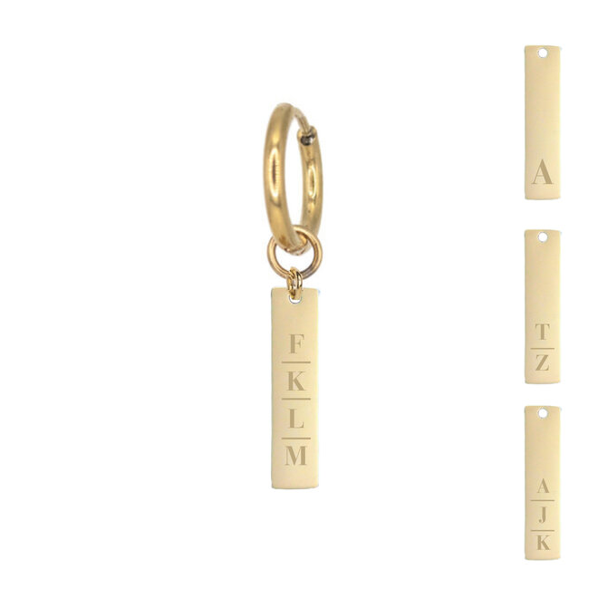 Gepersonaliseerde initialen oorbel bar goud
