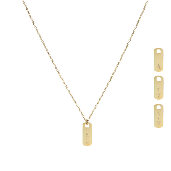 Gepersonaliseerde initialen ketting tag small goud