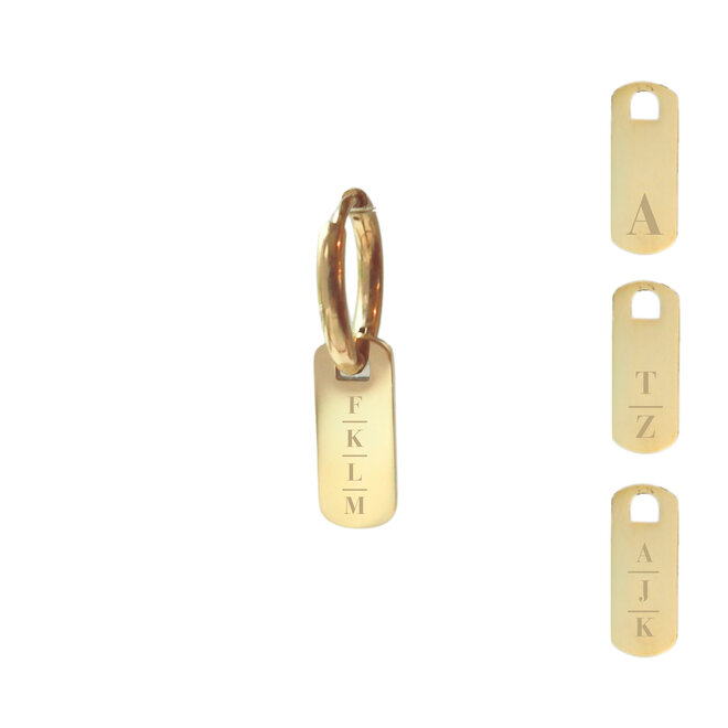 Gepersonaliseerde initialen oorbel tag goud