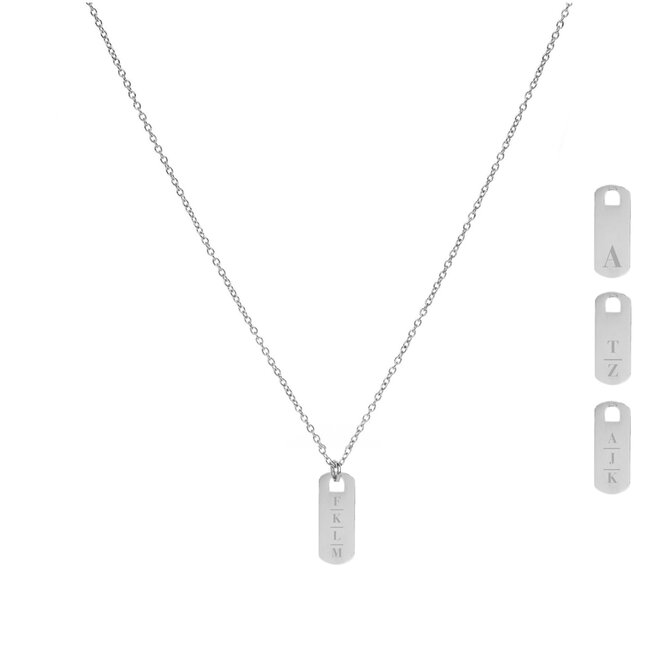 Gepersonaliseerde initialen ketting tag small zilver