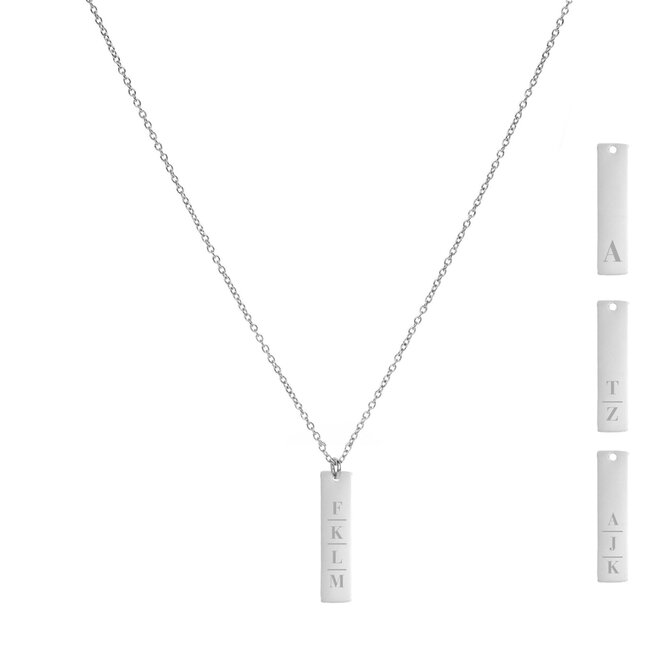 Gepersonaliseerde initialen ketting bar small zilver