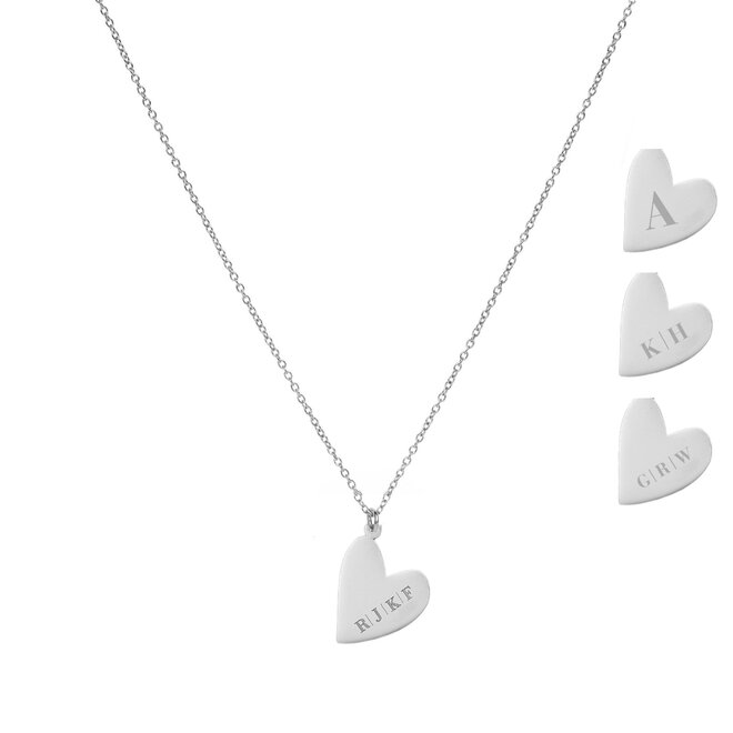 Gepersonaliseerde initialen ketting heart small zilver