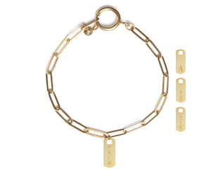 PAMTIER Cubano Link Initial Armband voor mannen en vrouwen, paren, letter A-Z, naam, roestvrij staal, zilver, goud, geplateerd, bedel, aangepaste eenvoudige armband, hoofdstad, monogram, sieraden