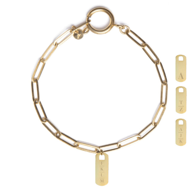 Gepersonaliseerde initialen armband tag goud