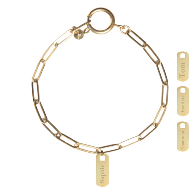 Gepersonaliseerde naam armband tag goud