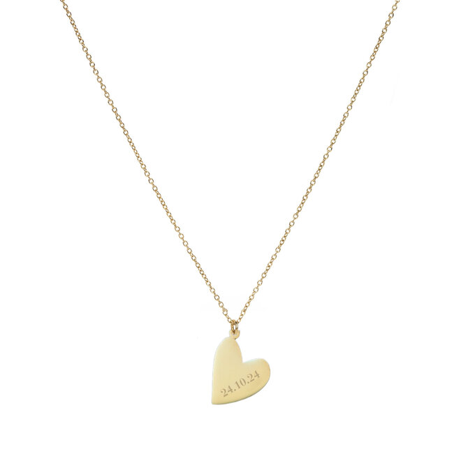 Gepersonaliseerde datum ketting heart small goud