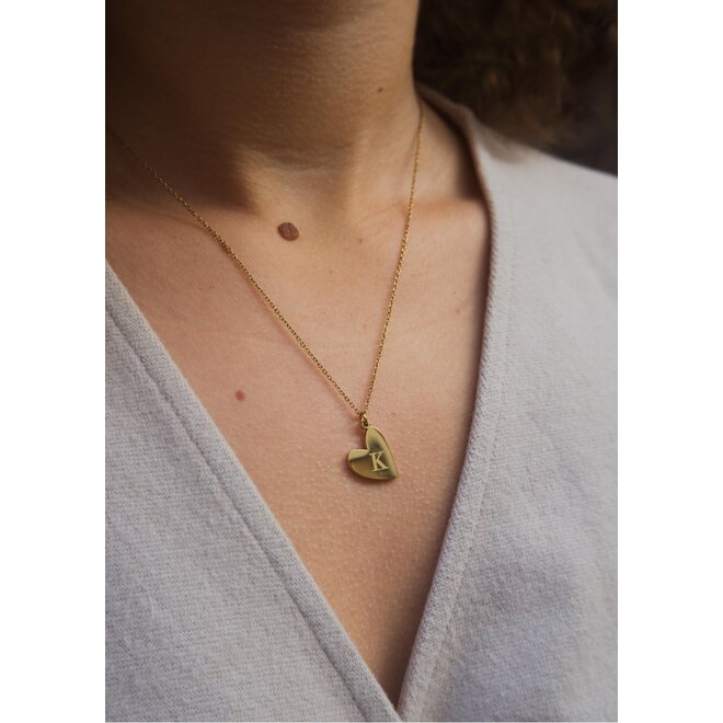 Gepersonaliseerde datum ketting heart small goud