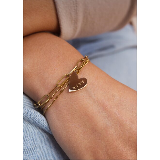 Gepersonaliseerde initialen armband heart goud