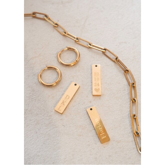 Gepersonaliseerde initialen ketting bar chain big plain goud