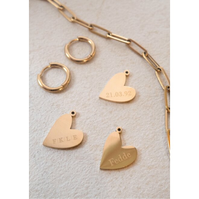 Gepersonaliseerde naam oorbel heart goud