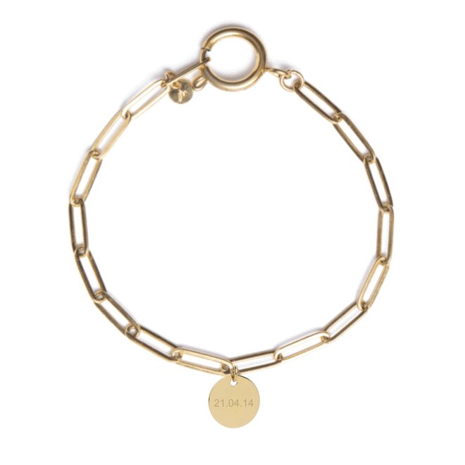 Gepersonaliseerde datum armband coin goud
