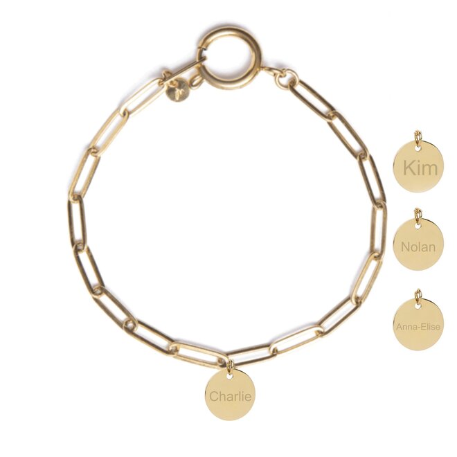 PRE ORDER Gepersonaliseerde naam armband coin goud