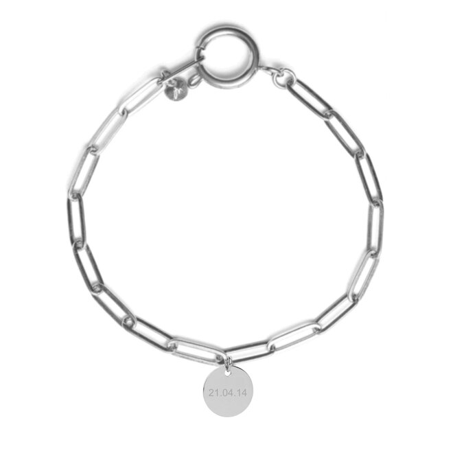 Gepersonaliseerde datum armband coin zilver