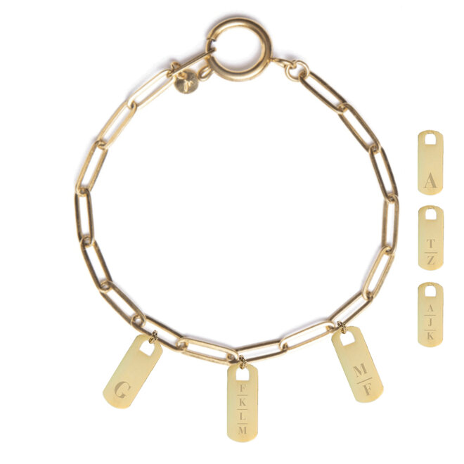 Gepersonaliseerde initialen armband tag 3 bedels